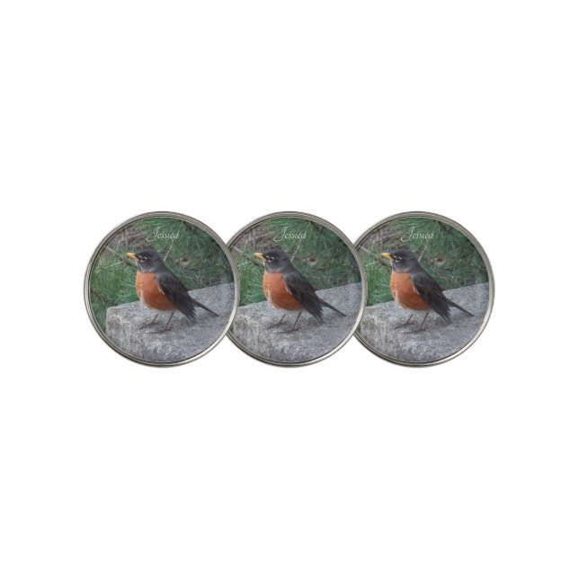 Robin Photo Personalized Name Golf Ball Marker (3 Up)