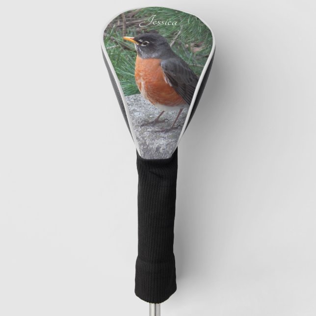 Robin Photo Personalized Name  Golf Head Cover (Front)