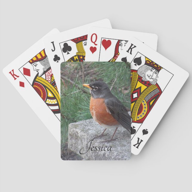 Robin Photo Personalized Name  Poker Cards (Back)