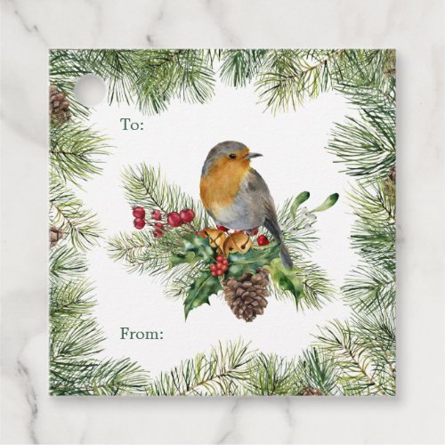 Robin pine candy canes poinsettia Christmas Favor Tags