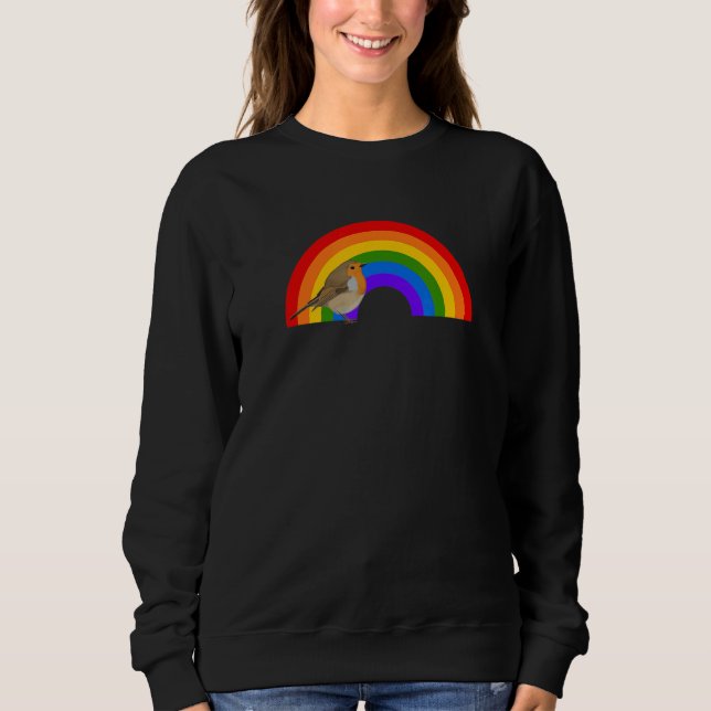 Robin Rainbow Bird Bird  Birdwatcher Animal Biolog Sweatshirt (Front)