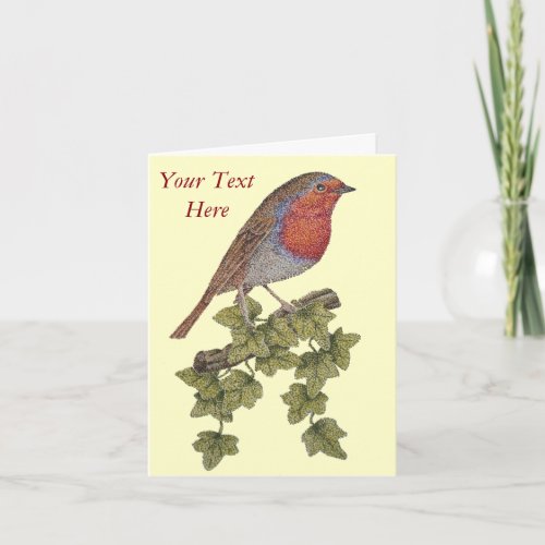 robin red breast and ivy leafs seasonal christmas holiday card