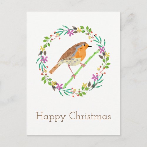 Robin Red Breast bird of Christmas Holiday Postcard