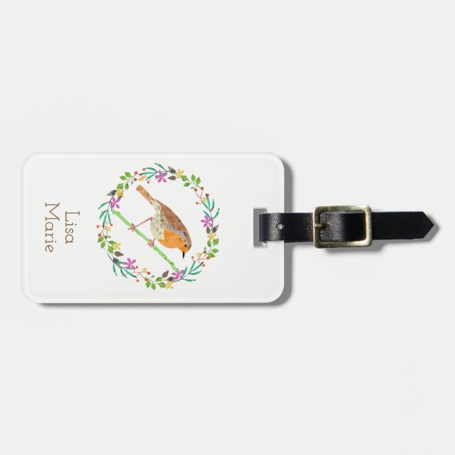 Robin Red Breast, bird of Christmas Luggage Tag (Front Horizontal)
