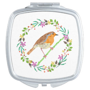 Robin Red Breast, bird of Christmas Makeup Mirror