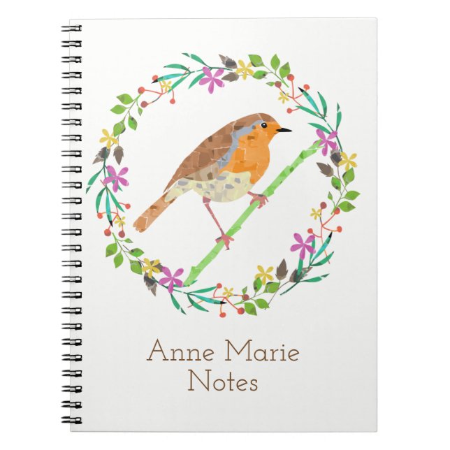 Robin Red Breast, bird of Christmas Notebook (Front)