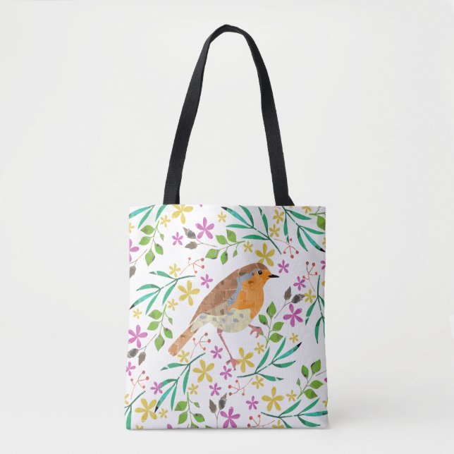 Robin Red Breast, bird of Christmas Tote Bag (Front)