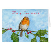Robin Red Breast Folded Christmas Card (Front Horizontal)