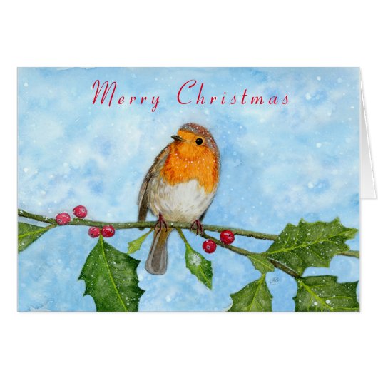 Robin Red Breast Folded Christmas Card (Front Horizontal)