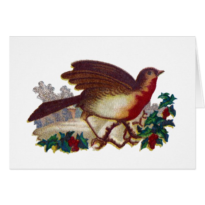 Robin Redbreast and Holly Victorian Card