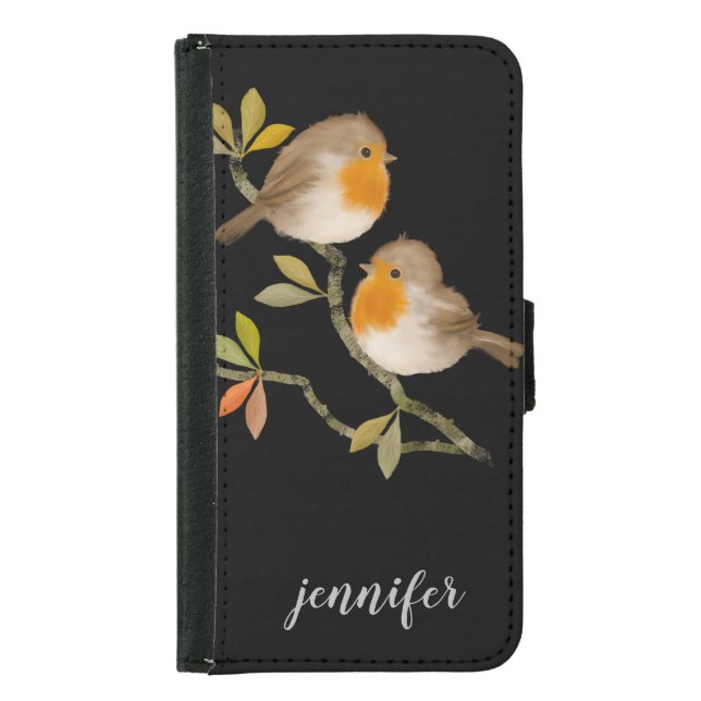 Robin Redbreast Bird Wallet Case (Front)