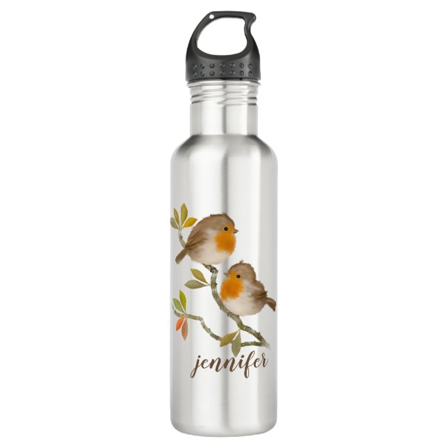 Robin Redbreast Birds Personalized Travel Mug (Front)