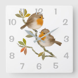 Robin Redbreast Birds  Wall Clock