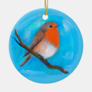 Robin redbreast ceramic ornament
