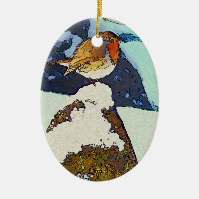 Robin Redbreast Ceramic Ornament (Front)