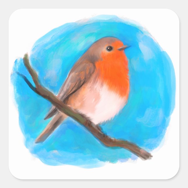 Robin redbreast square sticker (Front)