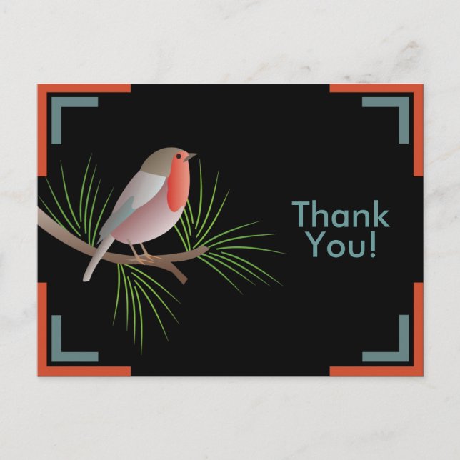 Robin Redbreast Thank You Postcard (Front)