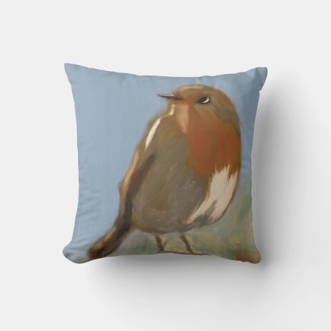 Robin Redbreast Throw Pillow (Front)