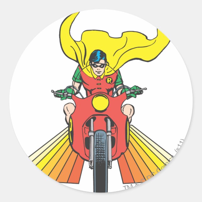 Robin Rides 2 2 Classic Round Sticker (Front)