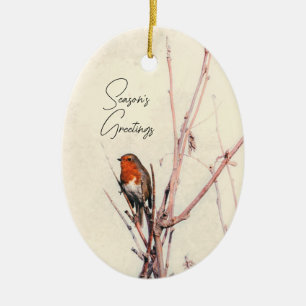 Robin Season’s Greetings Ceramic Ornament