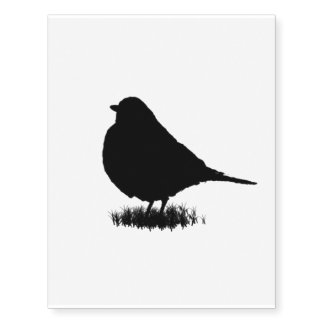 Robin Silhouette Love Bird Watching Temporary Tattoos