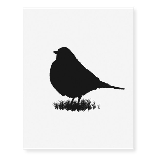 Robin Silhouette Love Bird Watching Temporary Tattoos (Front)