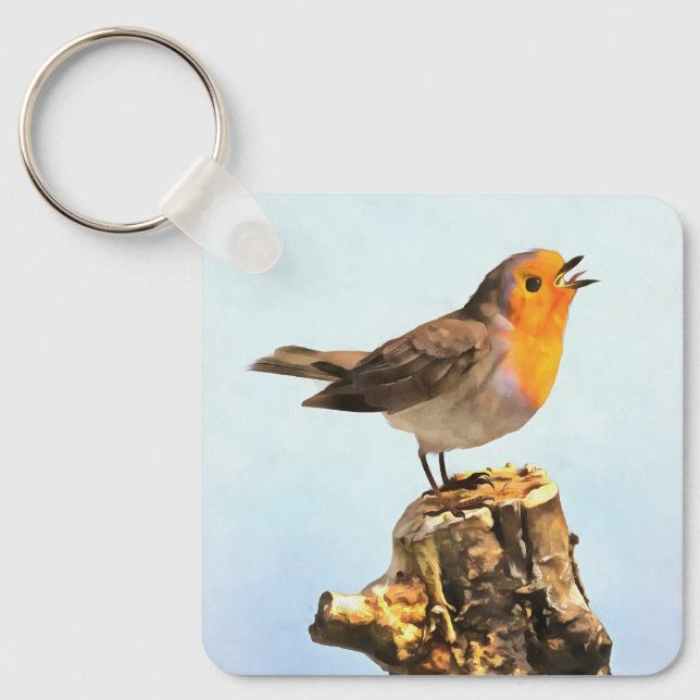 Robin singing  keychain (Front)