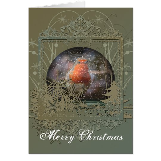 Robin Snowglobe Christmas Card