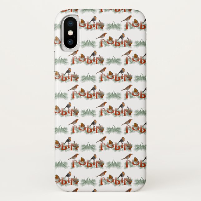 Robin Texture iPhone X Case (choose colour) (Back)