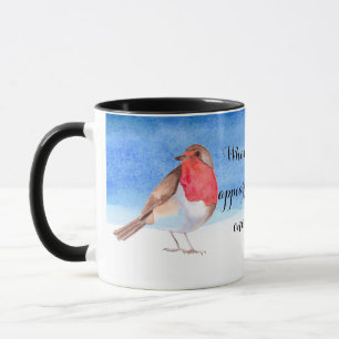 Robin watercolour add your name mug