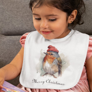 Robin Winter Delight, custom Baby Bib