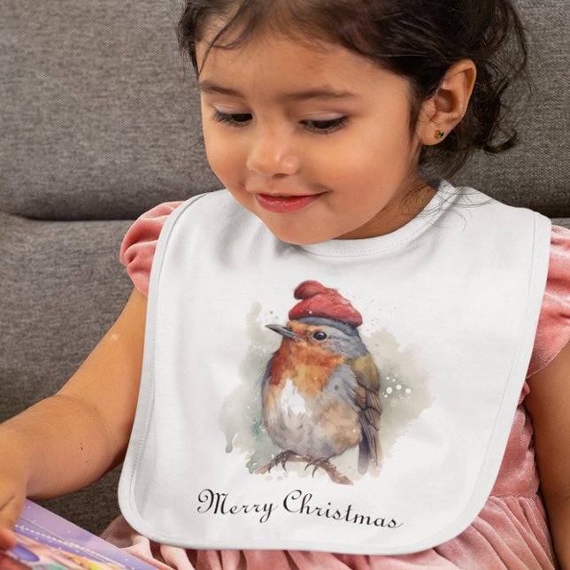 Robin Winter Delight, custom Baby Bib (Creator Uploaded)