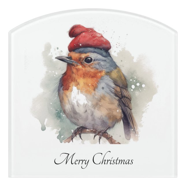 Robin Winter Delight, custom Door Sign (Contour Front)