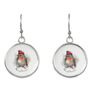 Robin Winter Delight, custom Earrings