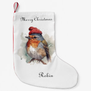 Robin Winter Delight, custom Small Christmas Stocking