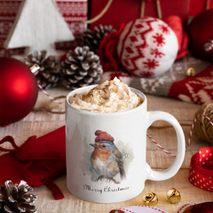 Robin Winter Delight, custom Two-Tone Coffee Mug