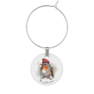 Robin Winter Delight, custom Wine Charm