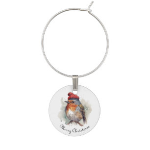 Robin Winter Delight, custom Wine Charm