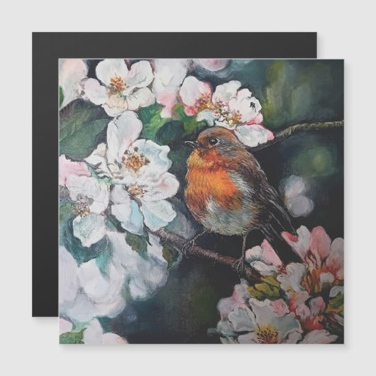Robin with cherry blossom (Front/Back)