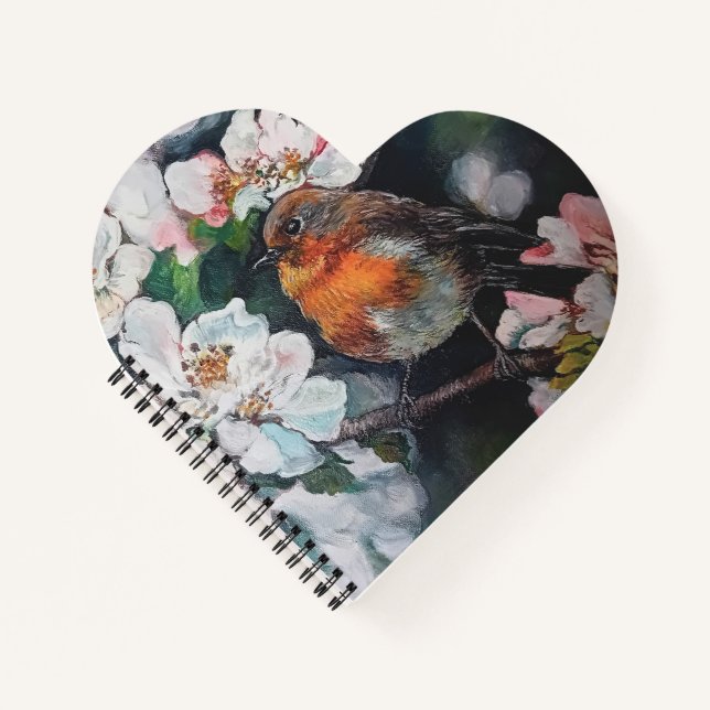 Robin with cherry blossom notebook (Front)