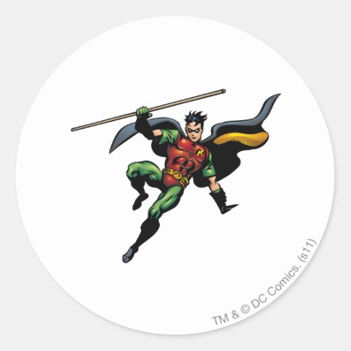 Robin with Staff Classic Round Sticker