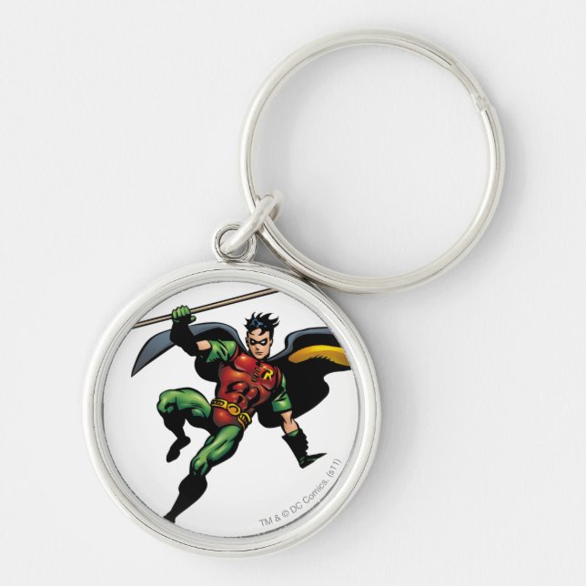 Robin with Staff Keychain (Front)