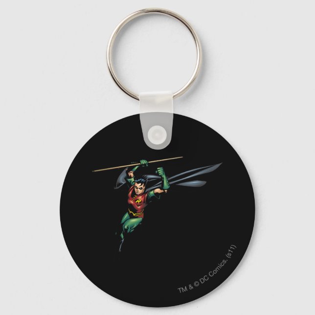 Robin with Staff - Leaps Keychain (Front)