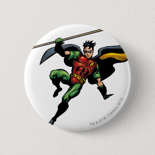 Robin with Staff Pinback Button