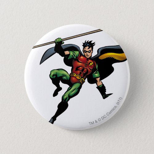 Robin with Staff Pinback Button