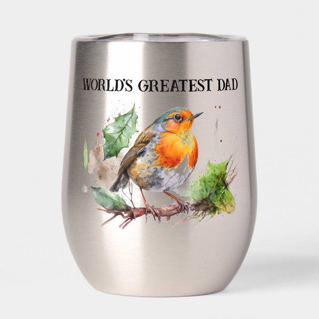 Robin World's Greatest Dad Thermal Wine Tumbler (Back)