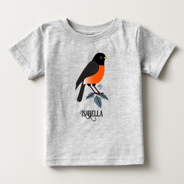 Robins And Flowers Baby T-Shirt (Front)