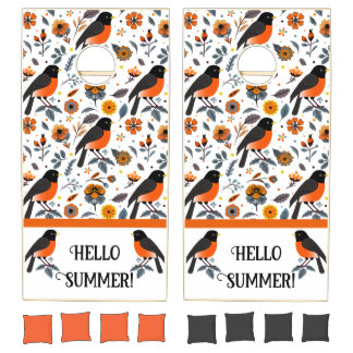 Robins And Flowers Cornhole Set