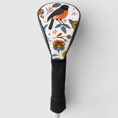 Robins And Flowers Golf Head Cover