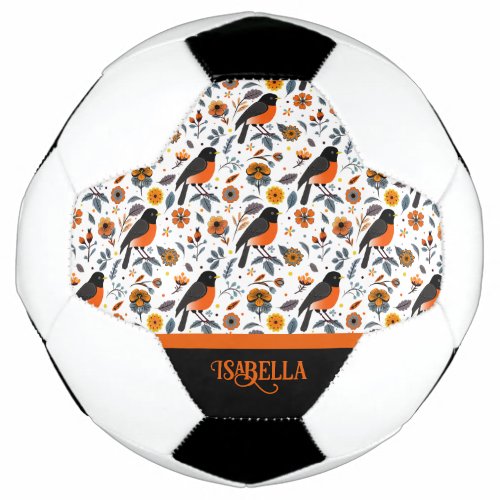 Robins And Flowers Soccer Ball